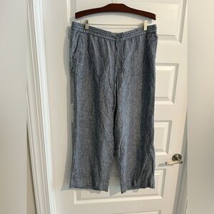 Talbots Linen Pants Blue White Striped Size 16